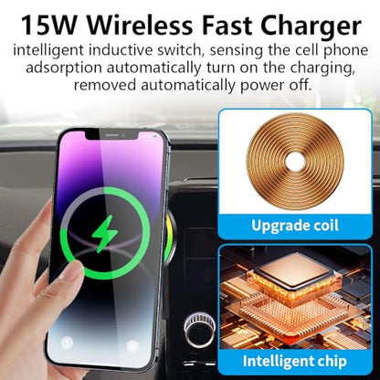 Car Magnetic Phone Mount for Honda Civic 2022 2023 2024 2025 2026 and Honda Pilot 2023-2025 Auto Accessories Best Cellphone Holder Fast 15W Wireless Charger Cell Phones Charging Screen Stand Cradles