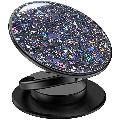 Phone Ring Holder, Phone Grip Holder Finger Kickstand, Foldable & Adjustable Metal Cell Phone Rings Gripper Stand Work with Magnetic Car Mount for iPhone Samsung & Other Phones - Sparkle Black - color: Sparkle Black