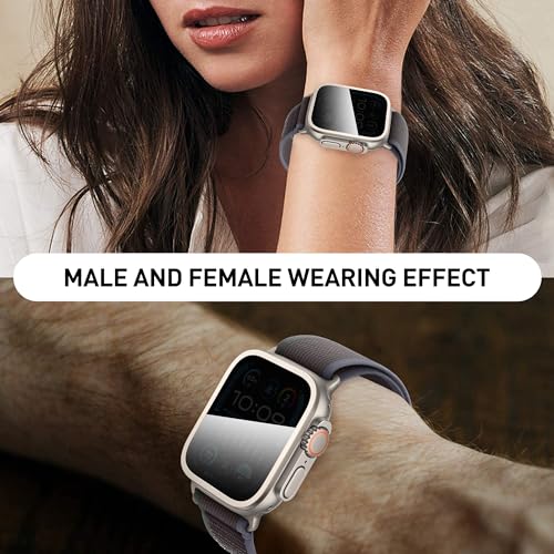 Suoman 2-Pack for Apple Watch Ultra 3/2/1 49mm Privacy Screen Protector, [Anti-peeping] Tempered Glass Ultra-Thin Full Coverage protective film -Titanium+Titanium - color: Privacy-Titanium+Titanium