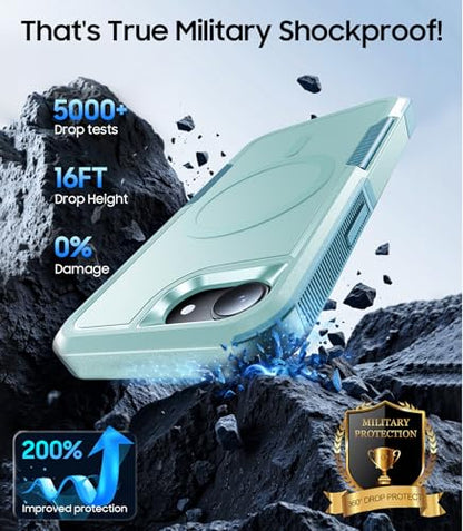 Magnetic for iPhone 17e Case Dual-Layer Shockproof Mintgreen | Military-Grade Heavy Duty Protection, Fit for Magsafe, Matte Finish Scratch Resistant Anti-Fingerprint Anti-Slip Phone Cover - color: Mintgreen