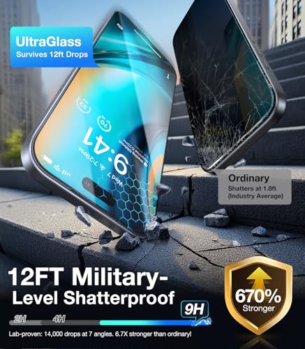 UltraGlass TOP 9H+ Armor for iPhone 17 Air Privacy Screen Protector, 2 Pack