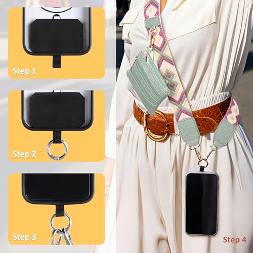 BARGIFTS Clip and Go Strap for Phone with Wallet Crossbody, Cell Phone Lanyard with Zippered Pouch, Adjustable Phone Strap Crossbody with Wallet - color: A-blue
