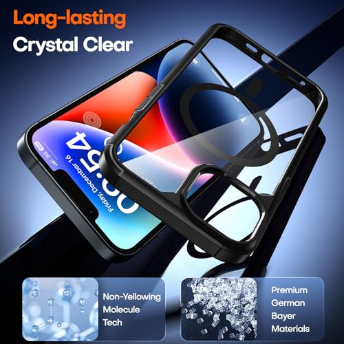 TAURI for iPhone 14 Case, Compatible with MagSafe, Black | with Screen Protector, Not-Yellowing Military-Grade Protection, Shockproof Slim Magnetic Case for iPhone 14 - color: B-Magnetic Black