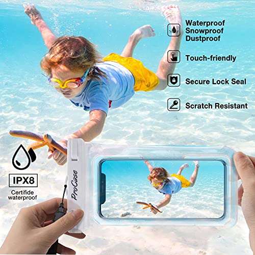 ProCase 2 Pack Waterproof Phone Pouch, Underwater Phone Case Up to 7", Dry Bag for iPhone 17 Air 16 15 14 13 Pro Plus Max, Galaxy S24 S23 S22 Ultra Pixel, Beach Essentials -White & Black - color: White/Black