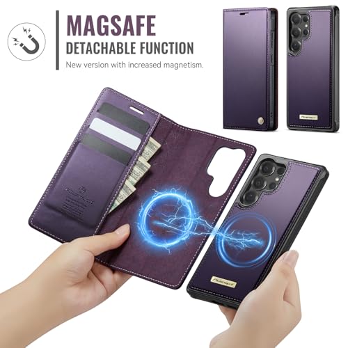 for Samsung Galaxy S26 Ultra 2in1 Detachable Wallet Case, Purple | Compatible with Magsafe, Magnetic, RFID Blocking Card Holder, Shockproof, Kickstand, Wireless Charging, PU Leather Flip Cover - color: (Detachable 2 in 1)-Purple, size: Galaxy S26 Ultra