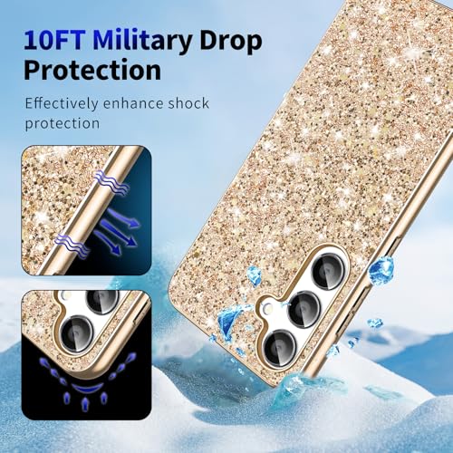 S25 FE Glitter Case for Samsung Galaxy S25 FE 5G Phone Case for Women Girls, Slim Ultra Thin Matte Back Shockproof Protective Cover for Samsung S25 FE 5G, Crystal Bling Case, 2025 (Gold) - color: Gold