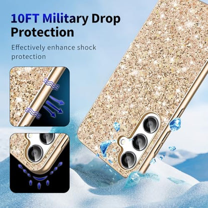 S25 FE Glitter Case for Samsung Galaxy S25 FE 5G Phone Case for Women Girls, Slim Ultra Thin Matte Back Shockproof Protective Cover for Samsung S25 FE 5G, Crystal Bling Case, 2025 (Gold) - color: Gold