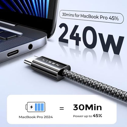 LISEN 240W USB C to USB C Cable, PS/2 Charging Cable (10FT+10FT) - color: Black, size: 10FT+10FT