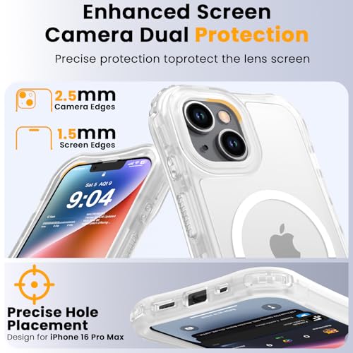 WRJ Magnetic Matte for iPhone 13 Case,iPhone 14 Case,[Compatible with MagSafe][Military Grade Drop Protection] Translucent Anti-Fingerprint Full Body Shockproof Phone Case-Clear - color: Clear, style: Matte