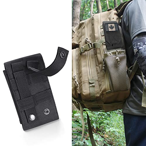 Black Tactical Molle Waterproof Cellphone Pouch Case,Heavy Duty Phone Holster Bag for iPhone 11 12 13 Pro Max Samsung S22 S21 S20 FE Note 20 A02S Less 6.7" Phone with 2 Pack Canada Flag Patch - color: Black & 2 Red/white Patch