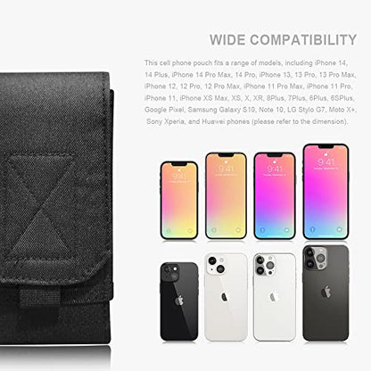 Tactical Molle Phone Case Bag Cover Loop Belt Holster Pouch Compatible with iPhone 14 Plus/14 Pro Max/14 Pro/13 Pro Max/13 Pro/13/12 Pro Max/11 Pro Max/Xs Max (Black)