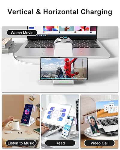 ADADPU 3 in 1 Wireless Charging Station for Samsung Galaxy Devices - color: White