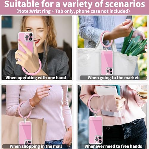 TACOMEGE Silicone Ring Phone Lanyard, Pink - color: Pink