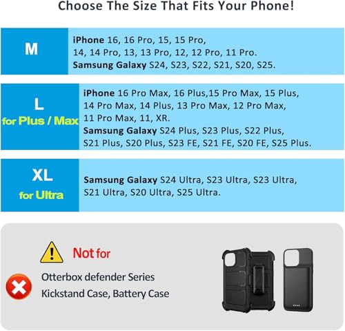 ACCKUO Leather Phone Holster with Strong Metal Belt Clip and Magnetic Closure Compatible with iPhone 16/15/14/13/12 Pro Max, Galaxy S25/S24/S23/S22 Plus & FE, L-Coffee - color: Coffee, size: Large