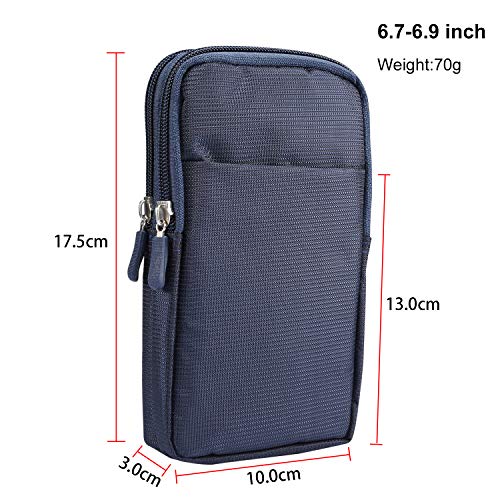 Men's Smartphone Waist Bag Zipper Mobile Phone Holster Waist Pouch Wallet with Carabiner Belt Loop for Outdoor Sport Travel - color: Blue