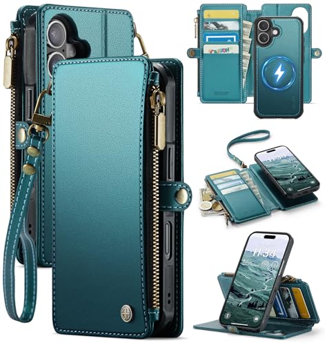 for iPhone 16 Plus - Phone Case Wallet Magnetic Detach, Turquoise - color: Turquoise, size: iPhone 16 Plus
