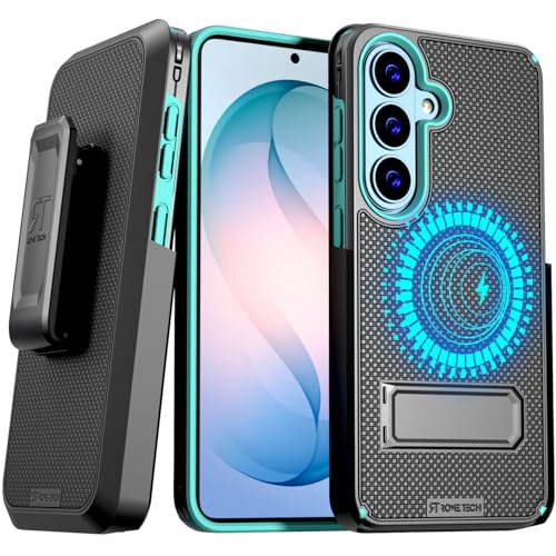 Designed for Samsung Galaxy S26 Plus Case with Belt Clip Holster | Rugged Cover with Strong Magnet & Kickstand Heavy Duty Combo - Black & Green - color: Black & Green
