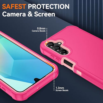 for Samsung Galaxy A16 5G Case : 3-Layer Shockproof Phone Cover with HD Screen Protector,Hybrid Protective Military-Grade Drop Protection for Galaxy A16 5G Phone Case (Pink/Rose Gold) - color: Pink/Rose Gold