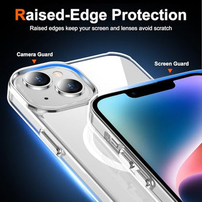 for iPhone 14 Plus Case Clear, Compatible with Magsafe, Anti-Yellowing, Military-Grade Protection, Shockproof Slim Magnetic Phone Case Cover, Transparent - color: A-Clear, size: iPhone 14 Plus