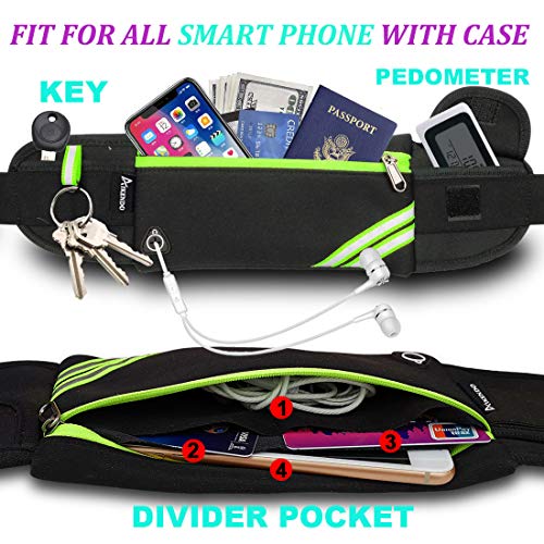 AIKENDO Slim Running Belt Fanny Pack Phone Holder Money Belt Women and Men - color: Black