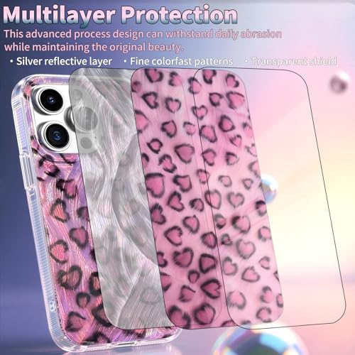 Compatible with iPhone 12&12Pro Case,with [Soft Slim][Camera Protection] Cute Leopard Print Love Shiny Aesthetic Phone Cover Anti-Yellowing Shockproof Protective Cover for Women Girl-Pink - color: Leopard Print Love, size: iPhone 12/12 Pro