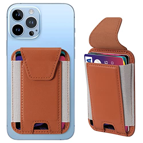 Miroddi for MagSafe Wallet with Privacy Flap, Strongest Magnetic Wallet | 7 Cards Holder, RFID Blocking, Leather Magnetic Phone Wallet for iPhone 17/16/15/14/13/12 Series and Pixel 10 Series - color: Brown