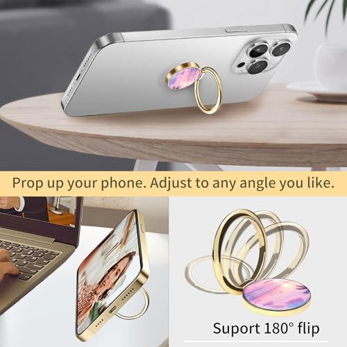 Cell Phone Ring Holder, Cute Phone Ring Grip Stand, 360°Rotation Funny Metal Kickstand Finger Grip Beautiful Beach Tree - color: Beautiful Beach Tree