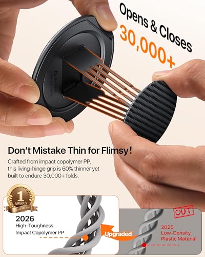 andobil [2026 Ultra-Thin] Magnetic Phone Ring Grip Stand for MagSafe, Black - color: Black Carbon Fiber