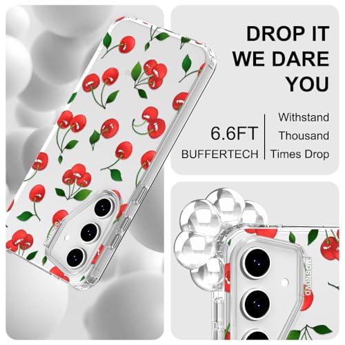 MOSNOVO Case for Samsung Galaxy S24 FE, [Buffertech 6.6ft Military-Grade Drop Protection] [Anti Peel Off Tech] Clear TPU Bumper Phone Case Cover Design - Cute Cherry - color: Clear - Cute Cherry, size: Samsung Galaxy S24 FE