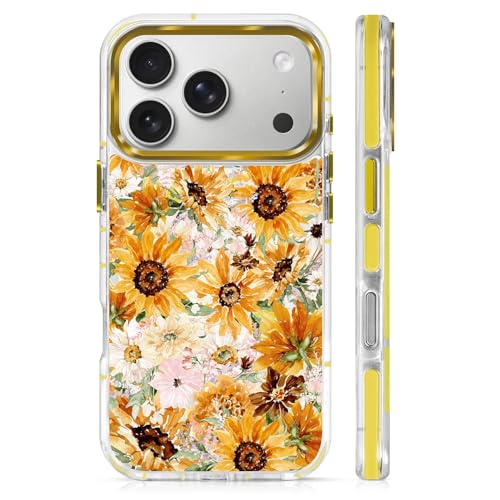 VisEnt Clear Case for iPhone 17 Pro, Magnetic Phone Case, Transparent Slim Cover, Military Grade Protection, Shockproof, Anti-Yellowing, Scratch Resistant, Vintage Sunflower Floral - color: Vintage Sunflower Floral, size: Iphone 17 Pro