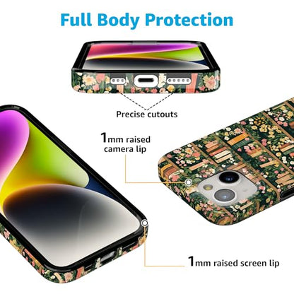 Casely iPhone 15 Plus Case | Book Nook | Floral Library | Compatible with MagSafe | Classic Ultra Slim Design - color: Book Nook | Floral Library
