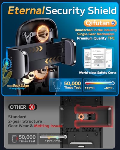 Qifutan Phone Holders for Your Car with Military-Grade Suction Phone Stand for Car [Super Stable] Automobile Car Mount for iPhone Universal Car Dashboard Windshield Mount Fit iPhone Smartphones - color: Dark black