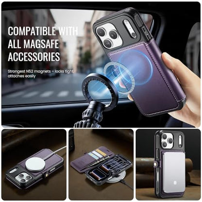 for iPhone 17 Pro Max Slim Case Wallet Wireless Charging, Purple - color: Purple, size: iPhone 17 Pro Max - 6.9"