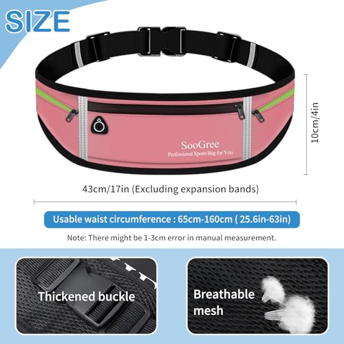SooGree Slim Running Belt Sport Fanny Pack for Women Men,Reflective Waist Pack Runner Pouch Belt, Zipper Waterproof Running Phone Holder Jogging Pouch for Phone Money (GSP8806 Pink) - color: GSP8806 Pink