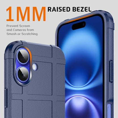 Rugged Shield 8ft Drop Proof TPU Thick Armor Tactical Protective Case Compatible with iPhone 16 (6.1 inches) - Navy Blue - color: Navy Blue, size: iPhone 16