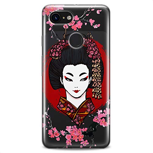 TPU Case Compatible for Google Pixel 9 8 Pro 7a 6a 5a XL 4a 5G 2 XL 3 XL 3a Japan Beauty Soft Sacura Cute Design Print Flexible Silicone Slim fit Flowers East Geisha Makeup Clear Blossom - color: Japan Beauty
