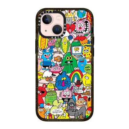 CASETiFY for iPhone 13 Mini Case - Impact | Slim Fit | 6.6 ft. Drop Protection | Fun Friends | Black - color: Fun Friends, size: Iphone 13 Mini (5.4")