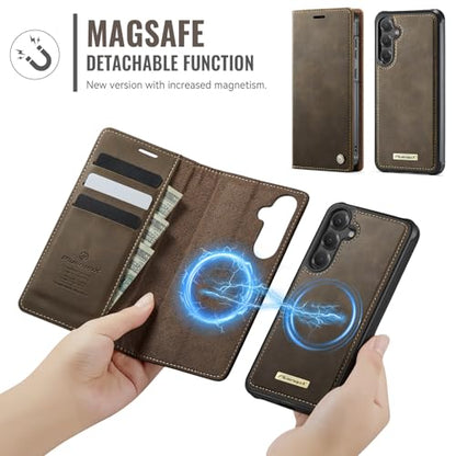 for Samsung Galaxy S26 5G 2in1 Detachable Wallet Case, Brown | Compatible with Magsafe, Magnetic, RFID Blocking Card Holder, Shockproof, Kickstand, Wireless Charging, PU Leather Flip Cover - color: (Detachable 2 in 1)-Brown, size: Galaxy S26