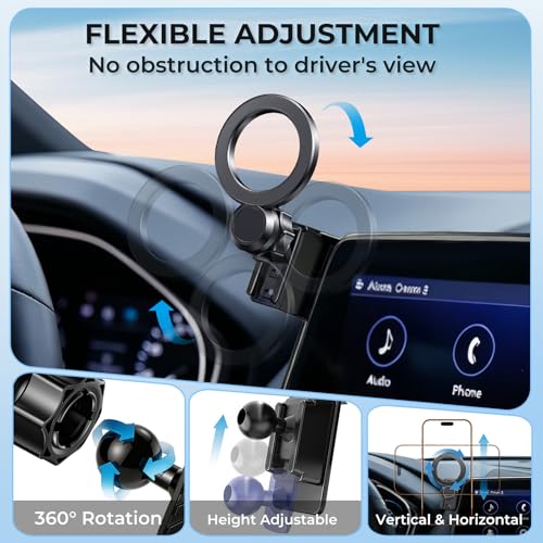 Car Phone Holder for Cadillac CT5 2024 2023 2022 2021 2020 (Only for 10-Inch Screen) 360° Rotation Magnetic Cell Phone Mount, Compatible with Magsafe, Does Not Affect Air Vent - size: Fit for 2020-2024 CT5, 10-Inch