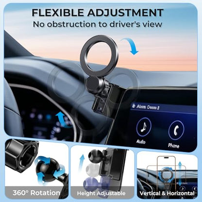 Car Phone Holder for Cadillac CT5 2024 2023 2022 2021 2020 (Only for 10-Inch Screen) 360° Rotation Magnetic Cell Phone Mount, Compatible with Magsafe, Does Not Affect Air Vent - size: Fit for 2020-2024 CT5, 10-Inch