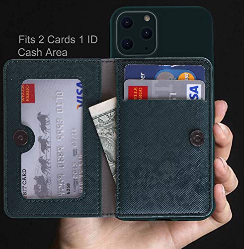 ID Card Holder for Back of Phone Leather Phone Wallet Stick On with Stand Flip Waterproof Leather Adhesive Wallet for Most Cellphones (Green) - color: Green