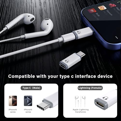 NICE BUDDY Type-C to Lightning Audio Adapter for iPhone 15-17, White