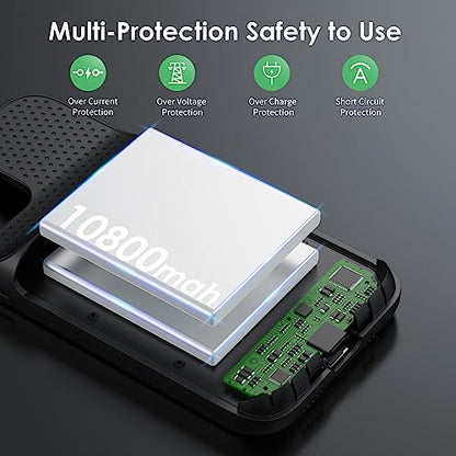 Battery Case for iPhone 12/12 Pro,[2025 Upgraded] 10800mAh Ultra-Slim Portable Extended Charger Case Cover for iPhone 12/12 Pro Charging Case (6.1 Inch)-Black - color: Black