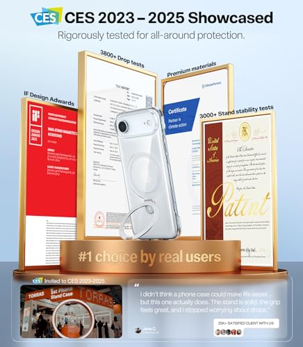 TORRAS for iPhone Air Case, Slim Magnetic Stand, Open-Edge Thin Frame Fit, Hard PC, Fit for MagSafe, Anti-Yellowing Phone Case for iPhone 17 Air, Daily Protection, Clear - size: iPhone Air
