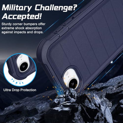 Defender Case for iPhone 17e Phone Case Belt Clip Kickstand Blue | Shockproof iPhone 17 e Case Heavy Duty Rugged, 2 Layers of Sturdy for iPhone Case 17e,for Protective iPhone 17e Cover Black - color: Navy Blue
