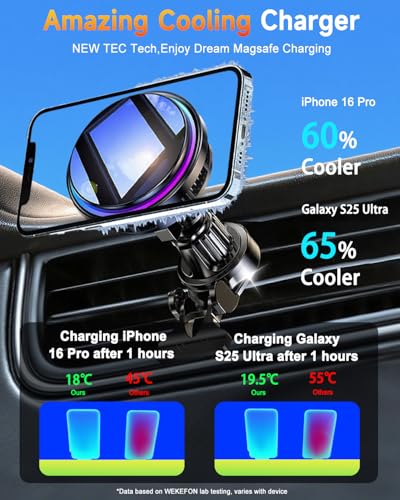 for MagSafe Car Mount Charger TEC Fan Cooling Magnetic Wireless Car Charger - color: Black 1