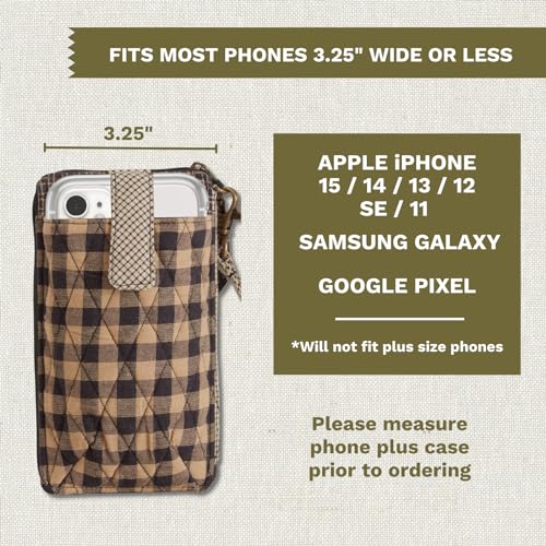 Bella Taylor Cell Phone Wristlet, Quilted Phone Wallet for Women | Lightweight, RFID blocking, phone pocket, built-in wallet, card organizer, coin pocket, secure zipper, quality construction - color: Farmhouse Star