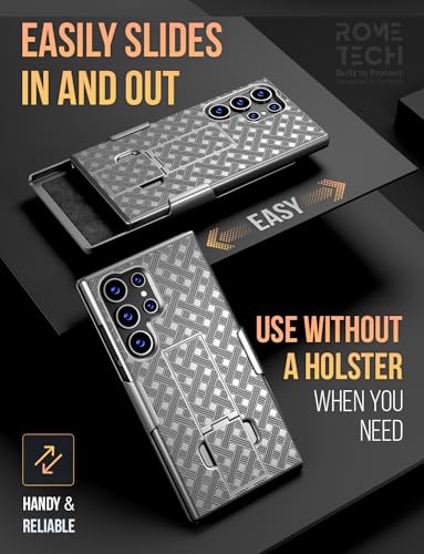 Designed for Samsung Galaxy S23 Ultra Case with Belt Clip Holster | Rugged Holster & Protective Phone Case Combo with Anti-Slip Texture - Black - color: Black Lines