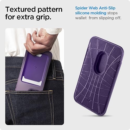 Spigen for MagSafe Wallet, Holds 2 Cards, Strong Magnet, Valentinus MagFit - color: PU Purple, size: 2-Cards