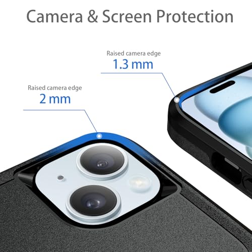 Compatible with iPhone 15 Case, Heavy Duty Protection Shockproof Dropproof Dustproof Anti-Scratch Phone Case Cover for 15 -Black - size: for iPhone 15